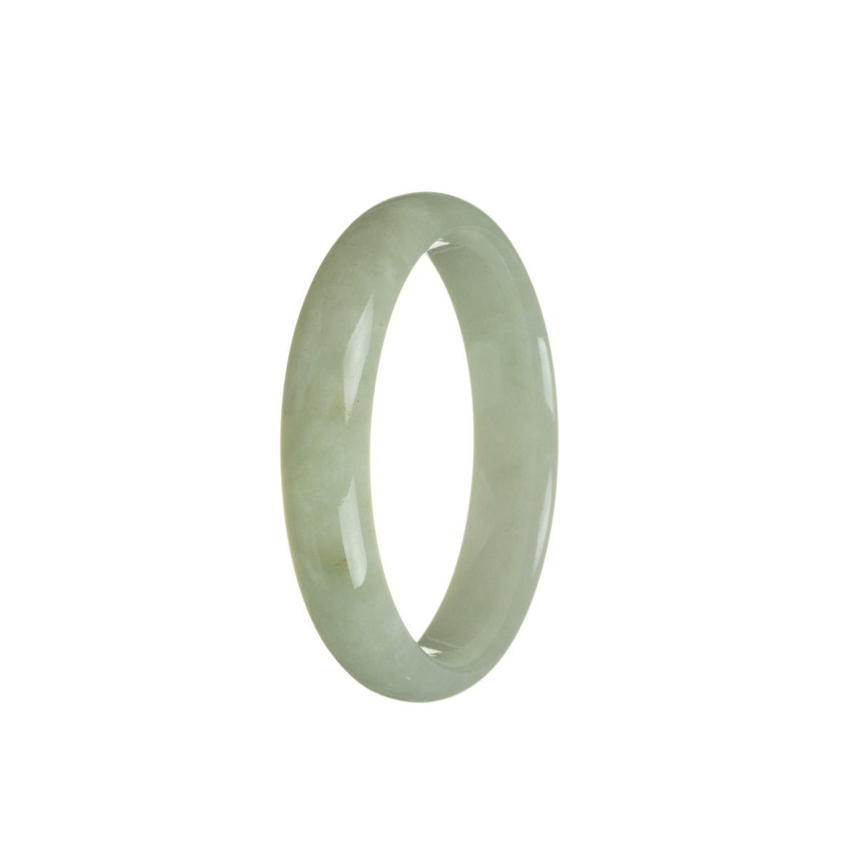Certified Natural Pale Green Traditional Jade Bracelet - 55mm Half Moon