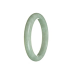 A beautiful green jade bangle bracelet with a half-moon design, made from high-quality Grade A jade.