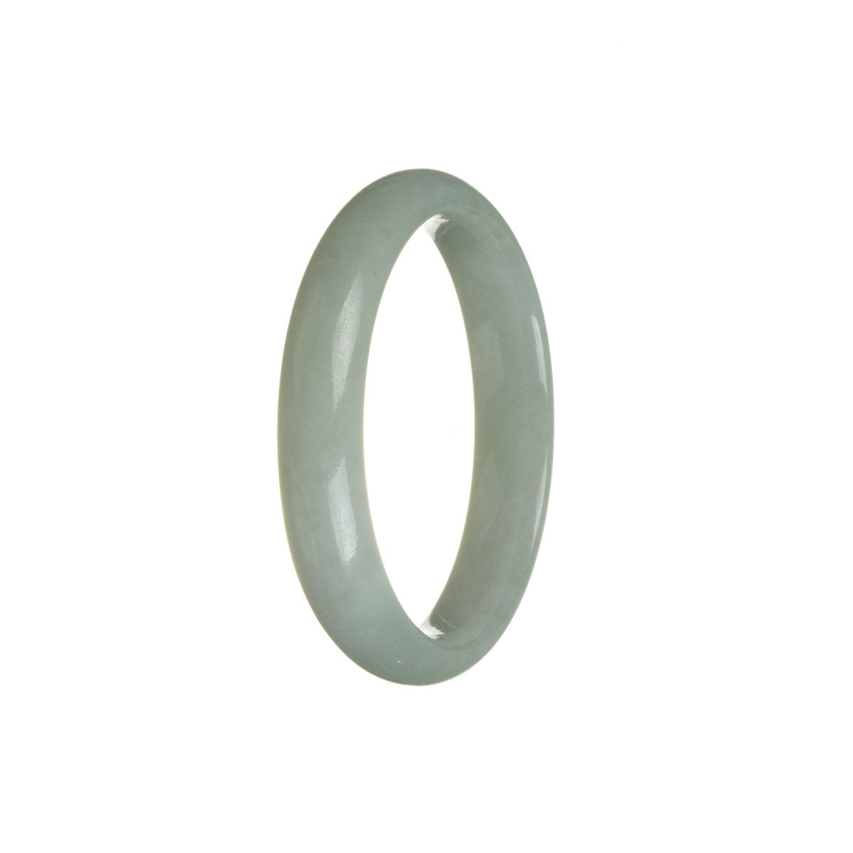 A half-moon shaped white and pale green jade bangle bracelet with a traditional design.