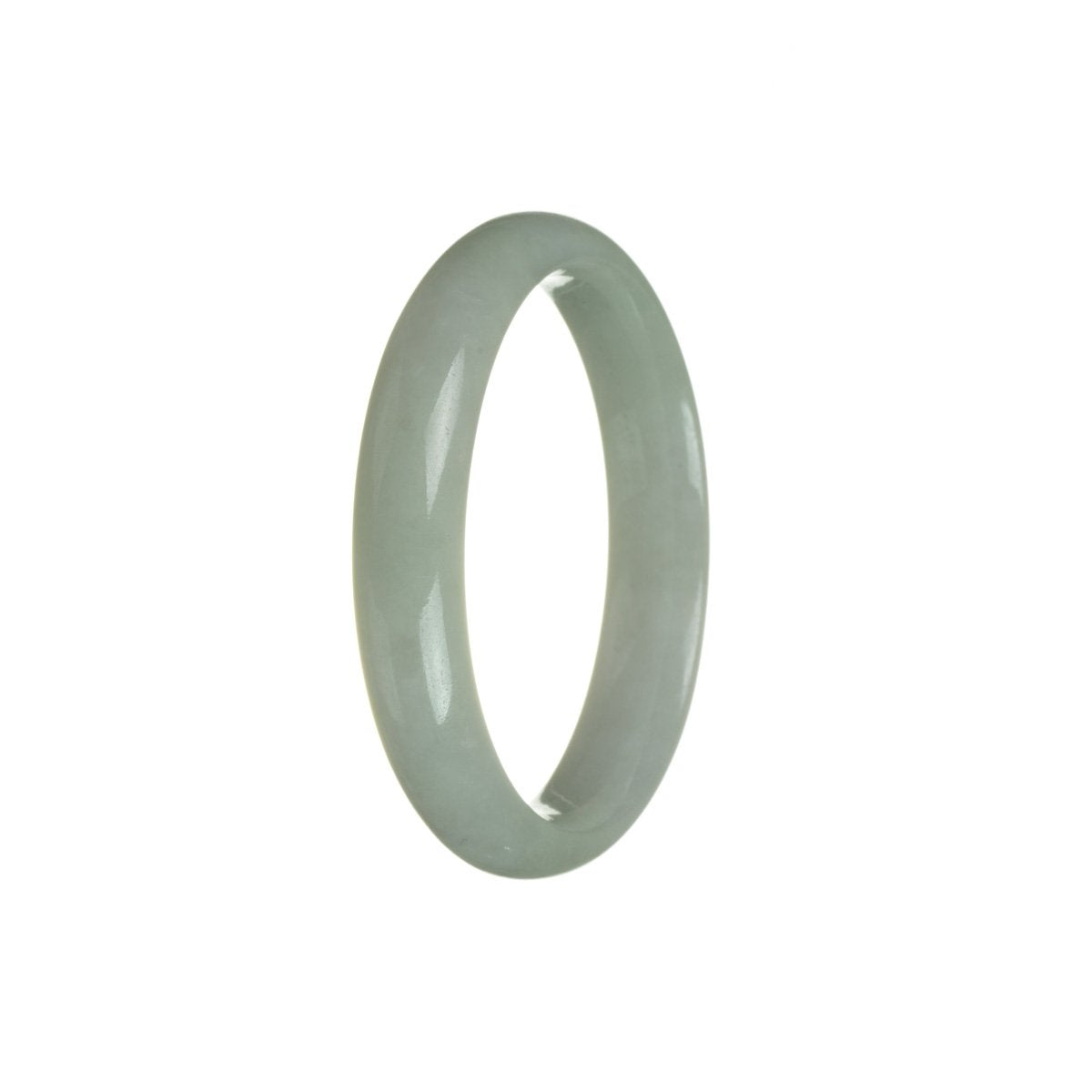 Genuine Type A White with Pale Green Jadeite Bangle - 56mm Half Moon