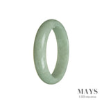 A stunning half moon-shaped jade bracelet made of real, natural green Burma jade. The bracelet measures 55mm in diameter and is a beautiful addition to any jewelry collection.