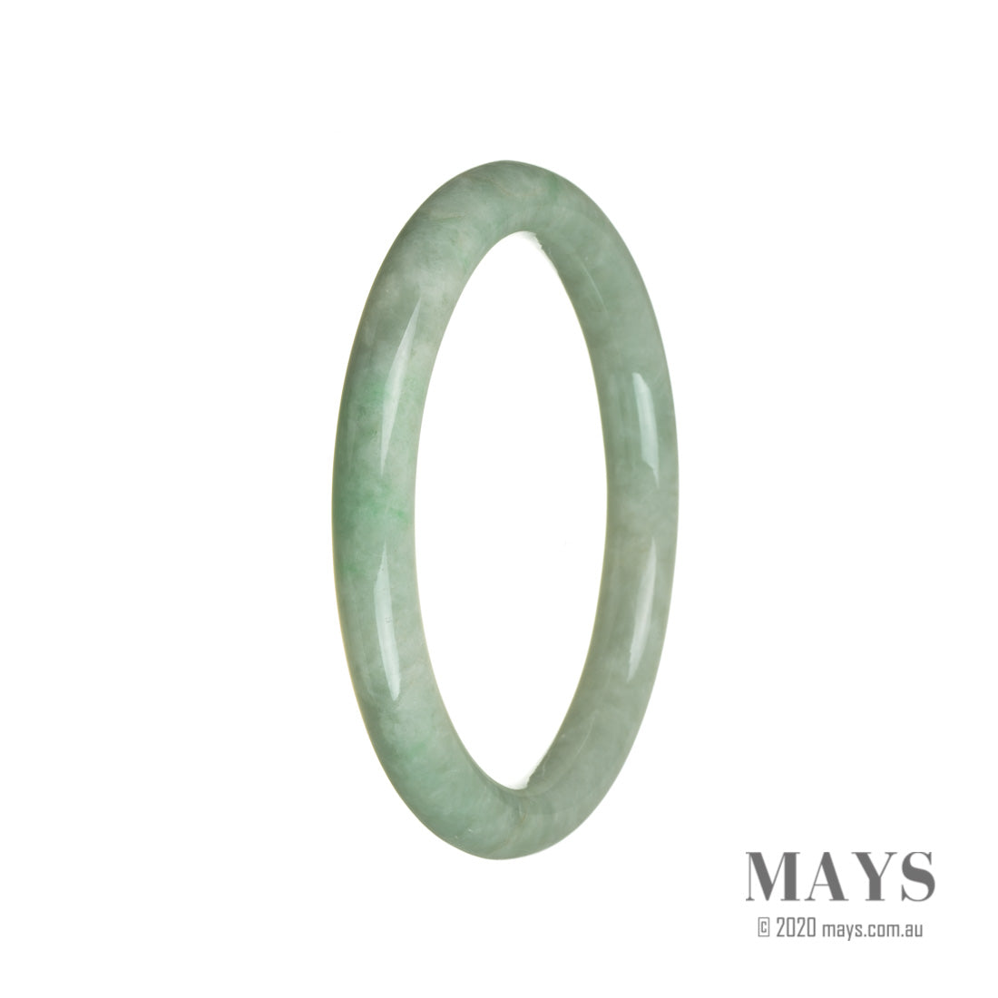A round, 62mm genuine Grade A Green Burma Jade Bangle by MAYS™.