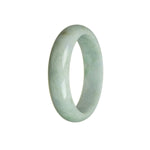 Authentic Untreated White with Green Jadeite Bangle - 59mm Half Moon
