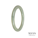 A light green Burmese jade bangle with an oval shape, measuring 60mm. Sold by MAYS GEMS.