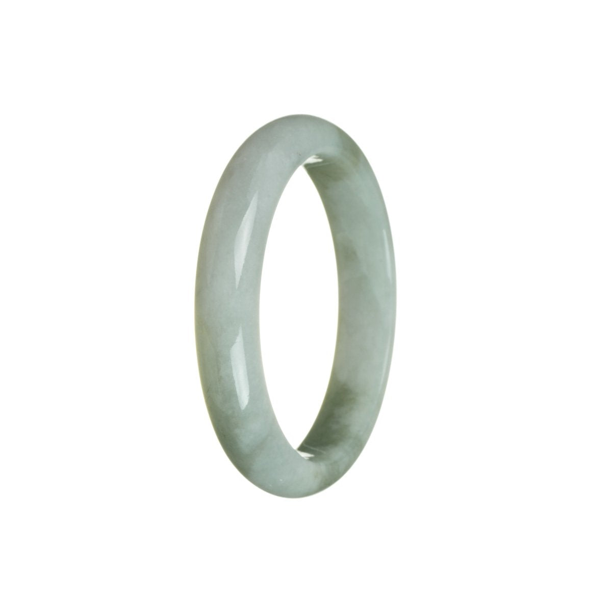 A beautiful half-moon shaped white flower jadeite bangle bracelet, made from genuine grade A jade. Perfect for adding a touch of elegance to any outfit.