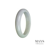 A close-up image of a lavender and green bracelet made with Grade A Lavender and Green Burma Jade. The bracelet features 55mm half moon-shaped stones and is designed by MAYS™.