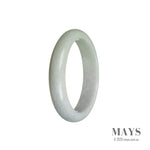 A beautiful lavender and green jadeite bangle in a half moon shape, made with genuine Grade A stones. Perfect for adding a touch of elegance to any outfit.