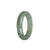 A close-up of a half-moon shaped jade bangle with a green and grey color. It is certified as Grade A and has a diameter of 52mm. The brand name "MAYS™" is also mentioned.