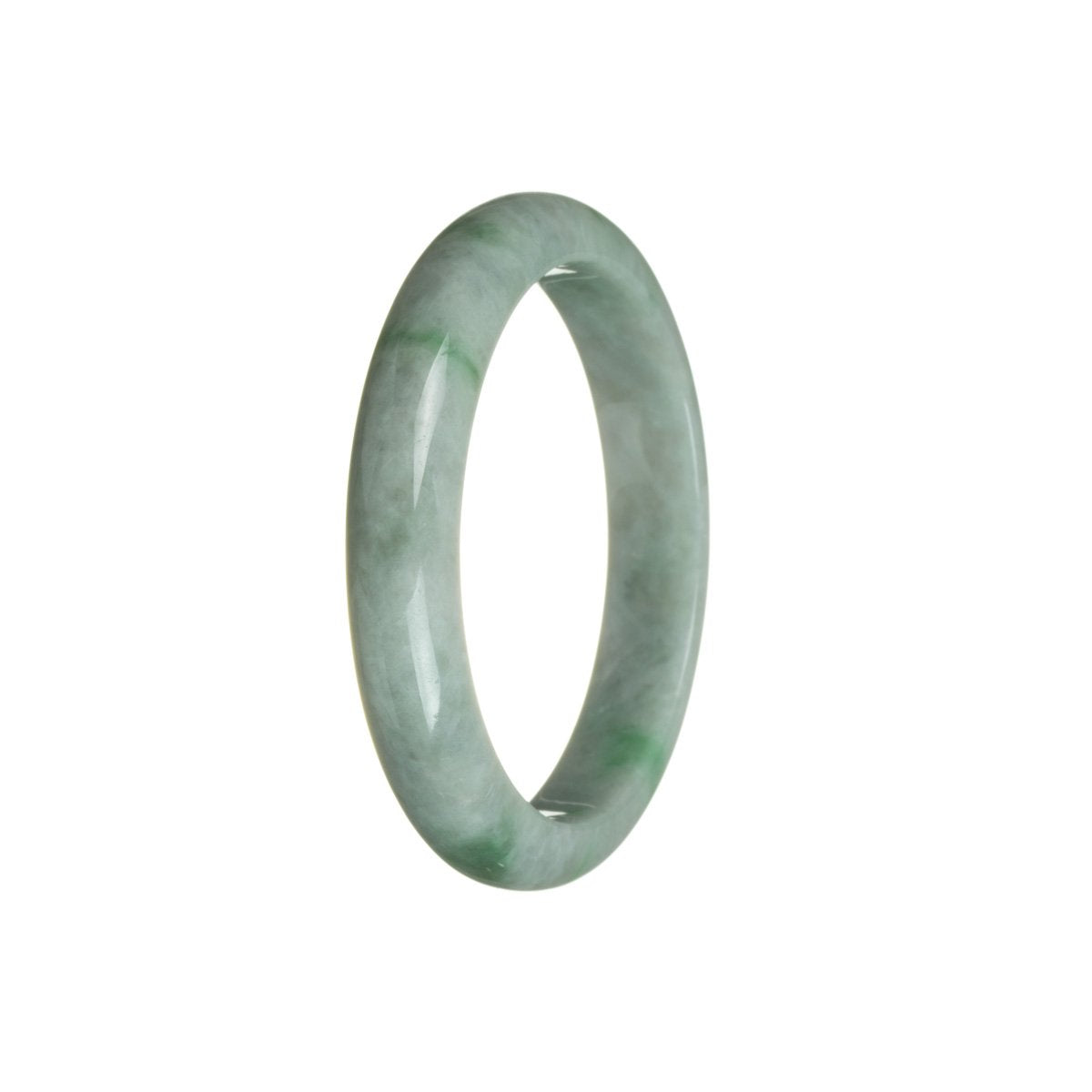 Real Grade A Grey with Green Jadeite Bracelet - 57mm Half Moon