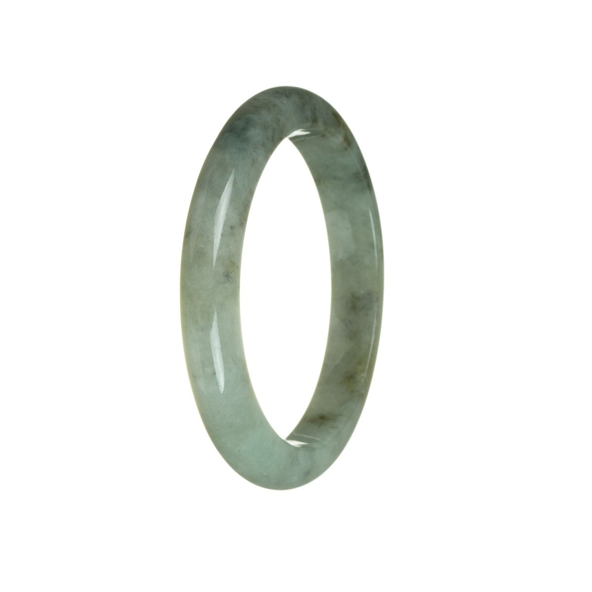 60mm Grey with Green Jadeite Jade Bangle Bracelet