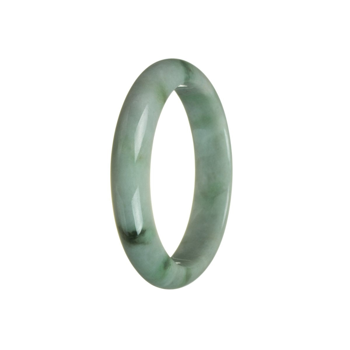 59mm Green with Grey Jadeite Jade Bangle Bracelet