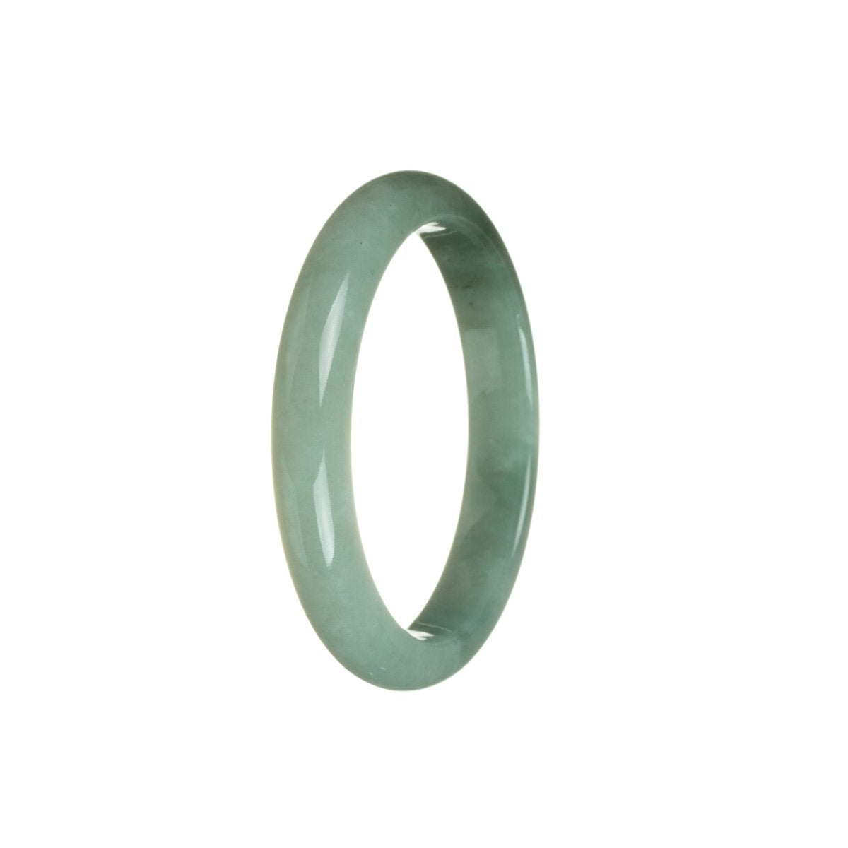 Certified Type A Green Jade Bangle Bracelet - 55mm Half Moon
