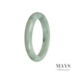 Real Untreated Green with Grey Jadeite Jade Bangle Bracelet - 59mm Half Moon