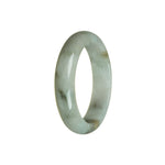 A half moon-shaped white jadeite jade bracelet with a polished surface and a Type A quality. The bracelet has a diameter of 55mm and features a natural, elegant design.
