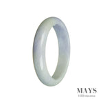 Certified Grade A Lavender with Green Burma Jade Bangle Bracelet - 60mm Half Moon