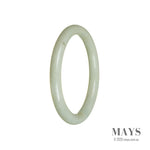 A pale green jade bangle bracelet, oval-shaped and 60mm in size, certified as Grade A quality. Manufactured by MAYS™.