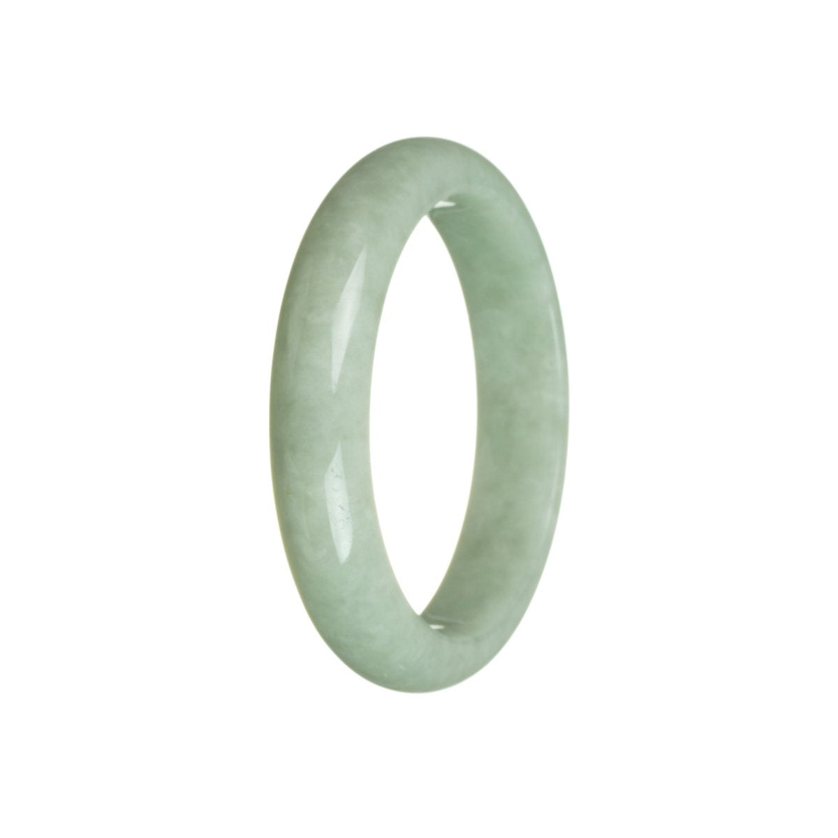 Real Grade A Green Traditional Jade Bangle - 57mm Half Moon