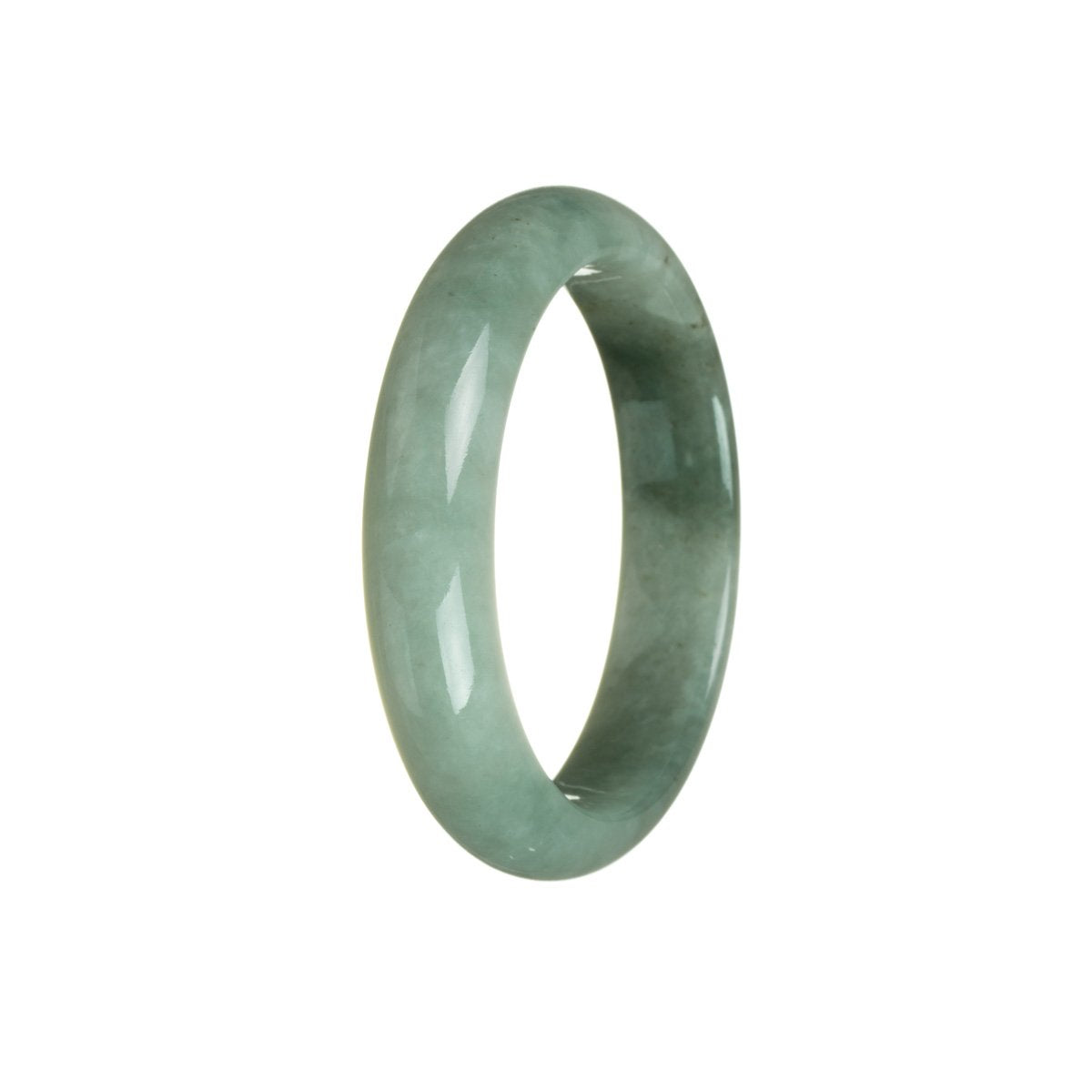 Authentic Grade A Green with Pale Green Traditional Jade Bracelet - 55mm Half Moon