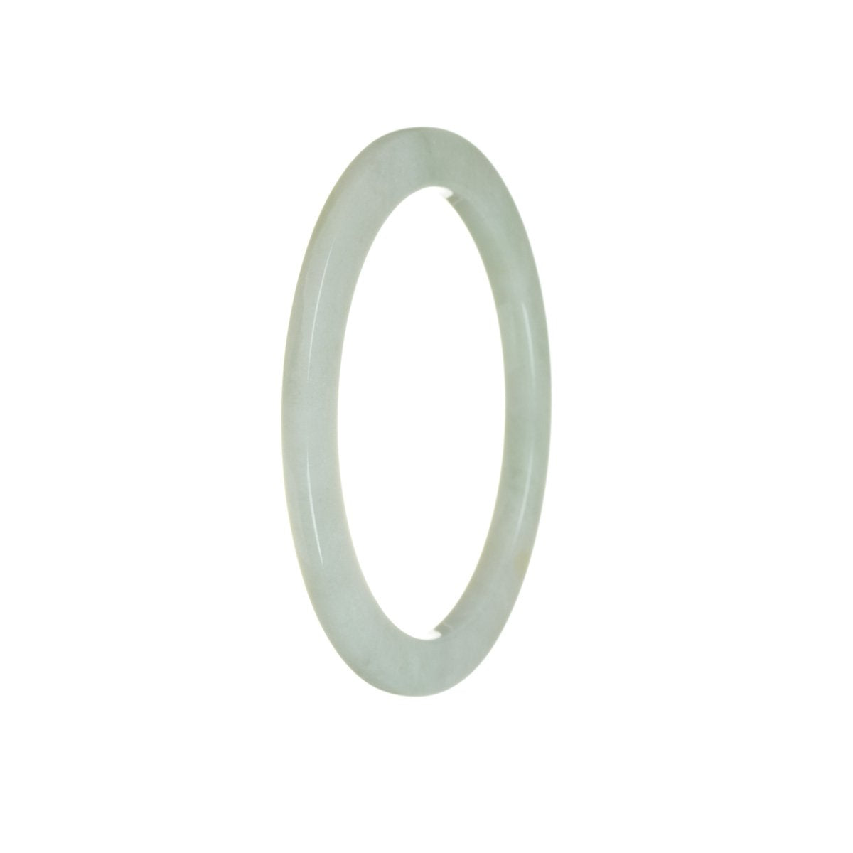 A thin, untreated white and pale green jade bangle bracelet.