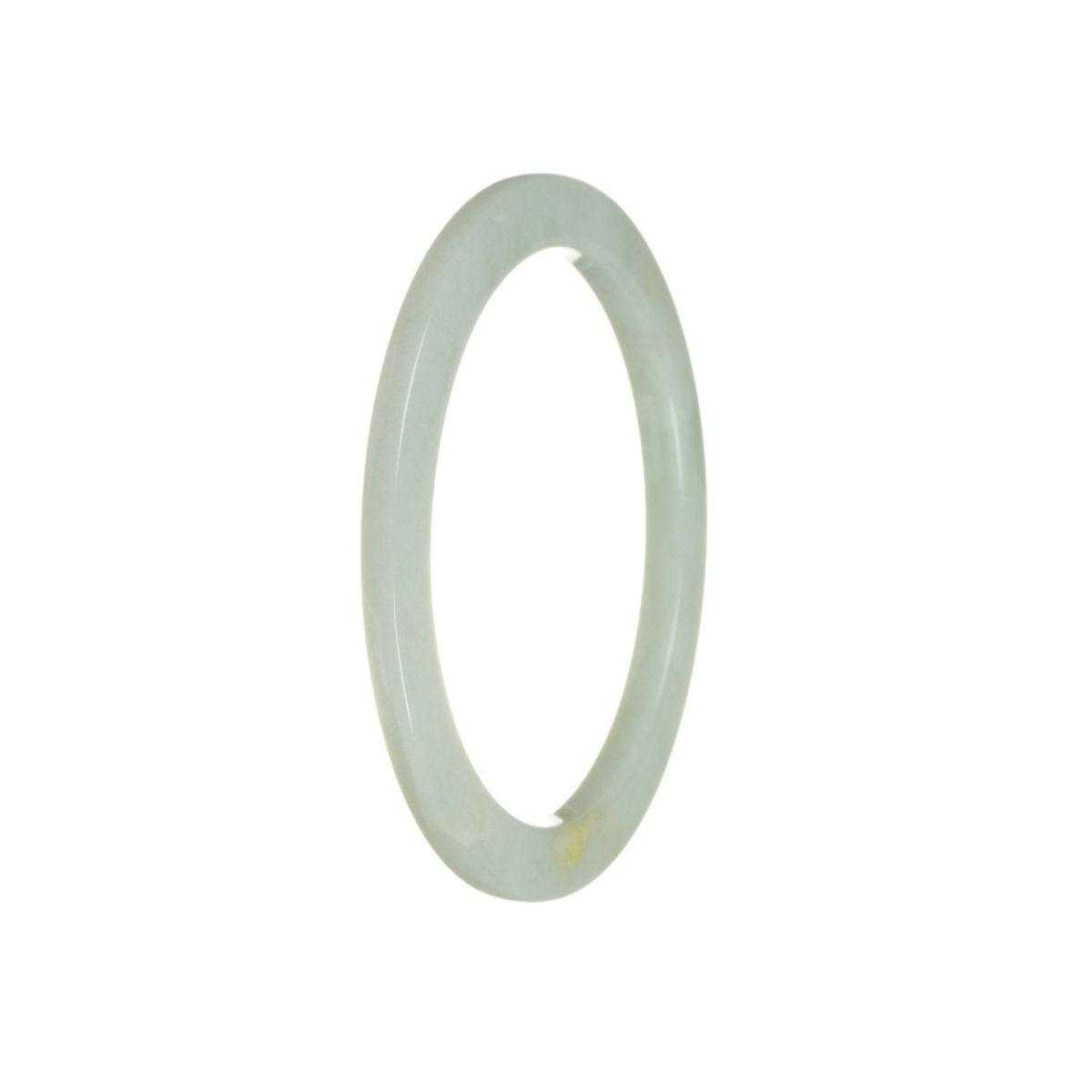A slim, 59mm authentic Type A White with Pale Green Burmese Jade bangle designed by MAYS.