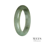 A half moon-shaped bangle made of real untreated green and pale green Burma jade, measuring 60mm.