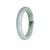 A lavender and green jadeite bangle with a half moon shape, crafted from genuine Grade A gemstones by MAYS GEMS.