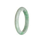 Certified Untreated White with Green Jadeite Bracelet - 55mm Half Moon