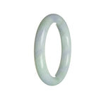 A round, 56mm Burmese Jade bangle bracelet in a beautiful shade of natural green, adorned with delicate lavender accents. Perfect for adding a touch of elegance to any outfit.