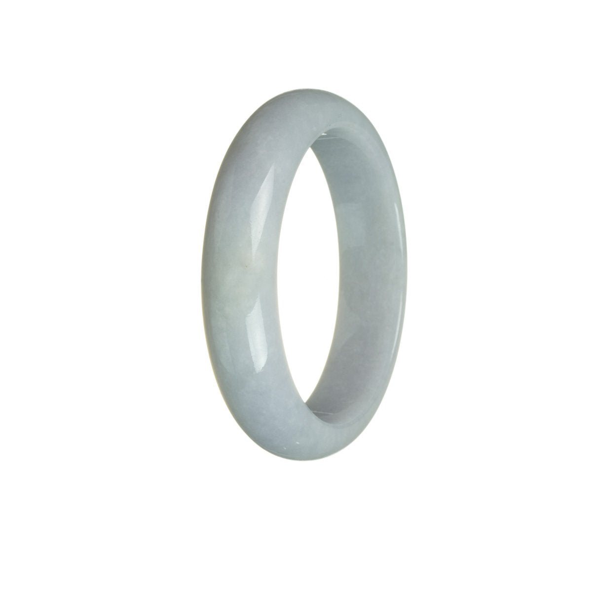 A lavender traditional jade bangle with a half-moon shape, 55mm in size.