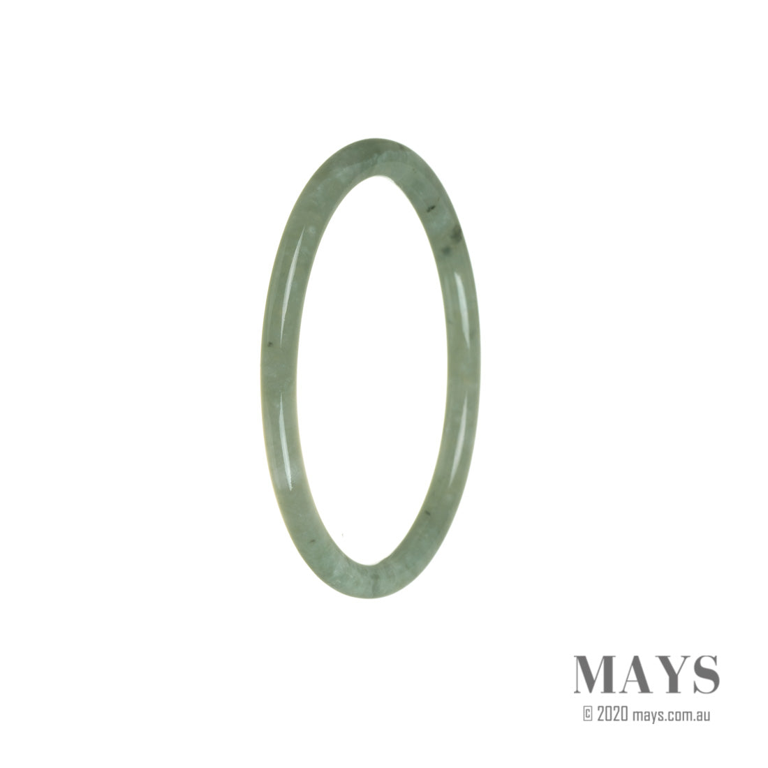 Close-up image of an elegant green jade bangle bracelet, showcasing its thin design and natural beauty.