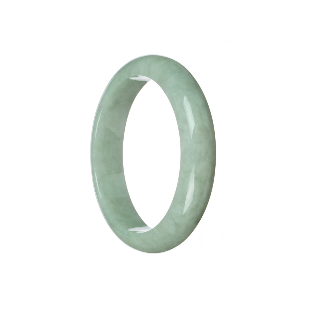 Certified Type A Pale Green Traditional Jade Bangle - 57mm Half Moon