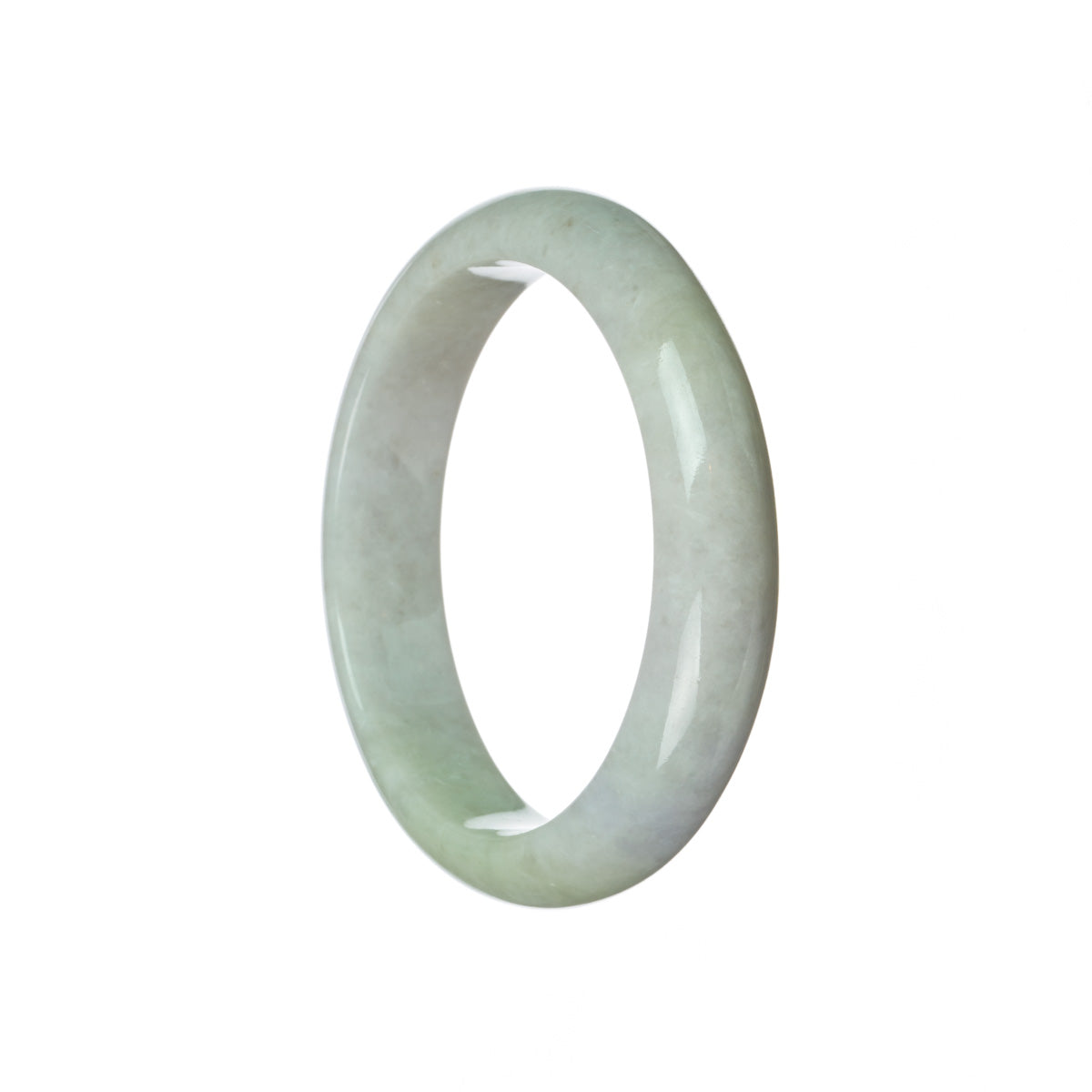 A lavender traditional jade bangle bracelet with a half moon shape, made from genuine Grade A jade.