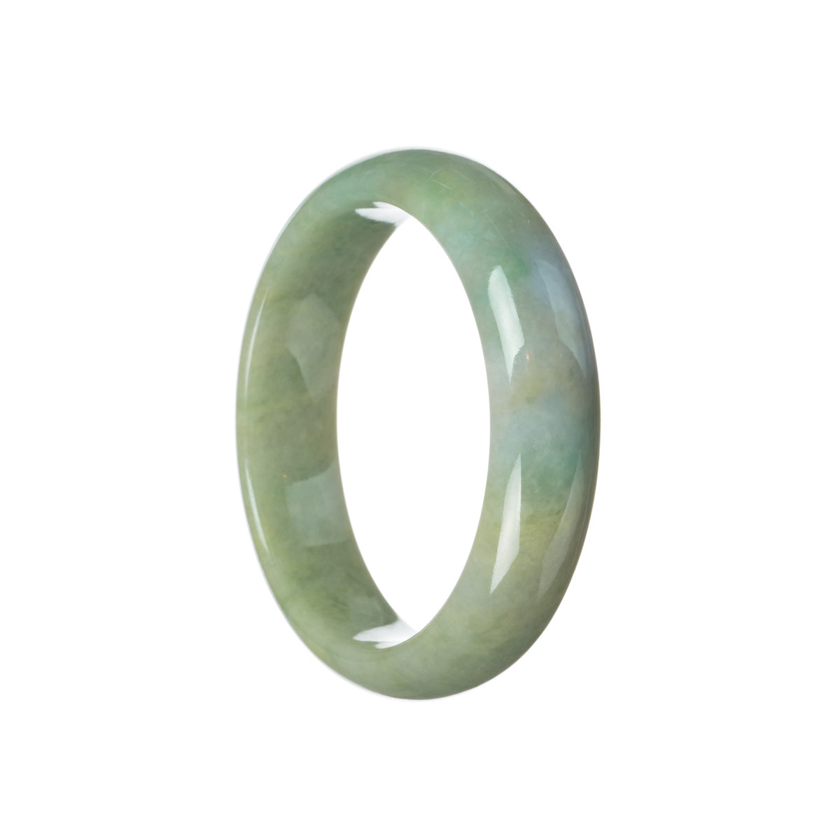 Real Type A Green with Lavender Jadeite Bangle - 59mm Half Moon