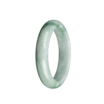 A pale green jade bangle bracelet with a half moon shape, showcasing its genuine grade A quality.