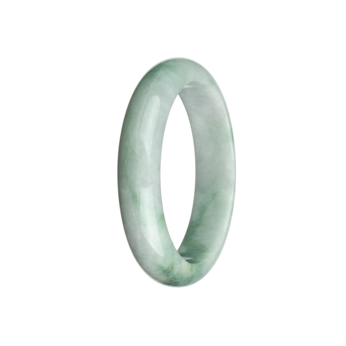Genuine Type A Pale Green with Light Green Jadeite Jade Bangle - 58mm Half Moon