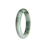 Certified Grade A White with Olive Green Jade Bangle - 59mm Half Moon