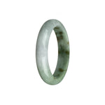 Real Grade A White with Green Burmese Jade Bangle - 56mm Half Moon
