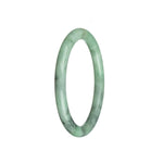 A petite round jade bracelet made of high-quality green with grey jadeite jade.