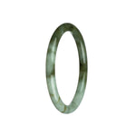 An olive green and white jadeite bracelet with a petite round shape, made from genuine Grade A jade.