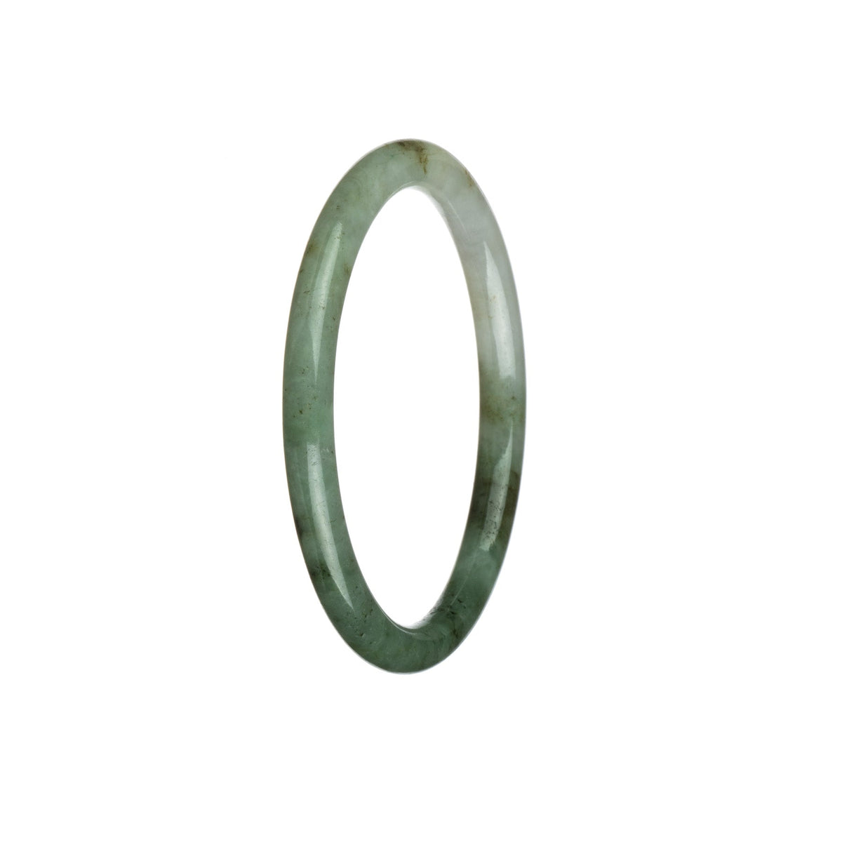 Real Grade A White and Green Traditional Jade Bangle Bracelet - 57mm Petite Round