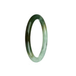Real Natural Dark Green with Pale Green Jade Bangle - 56mm Petite Round