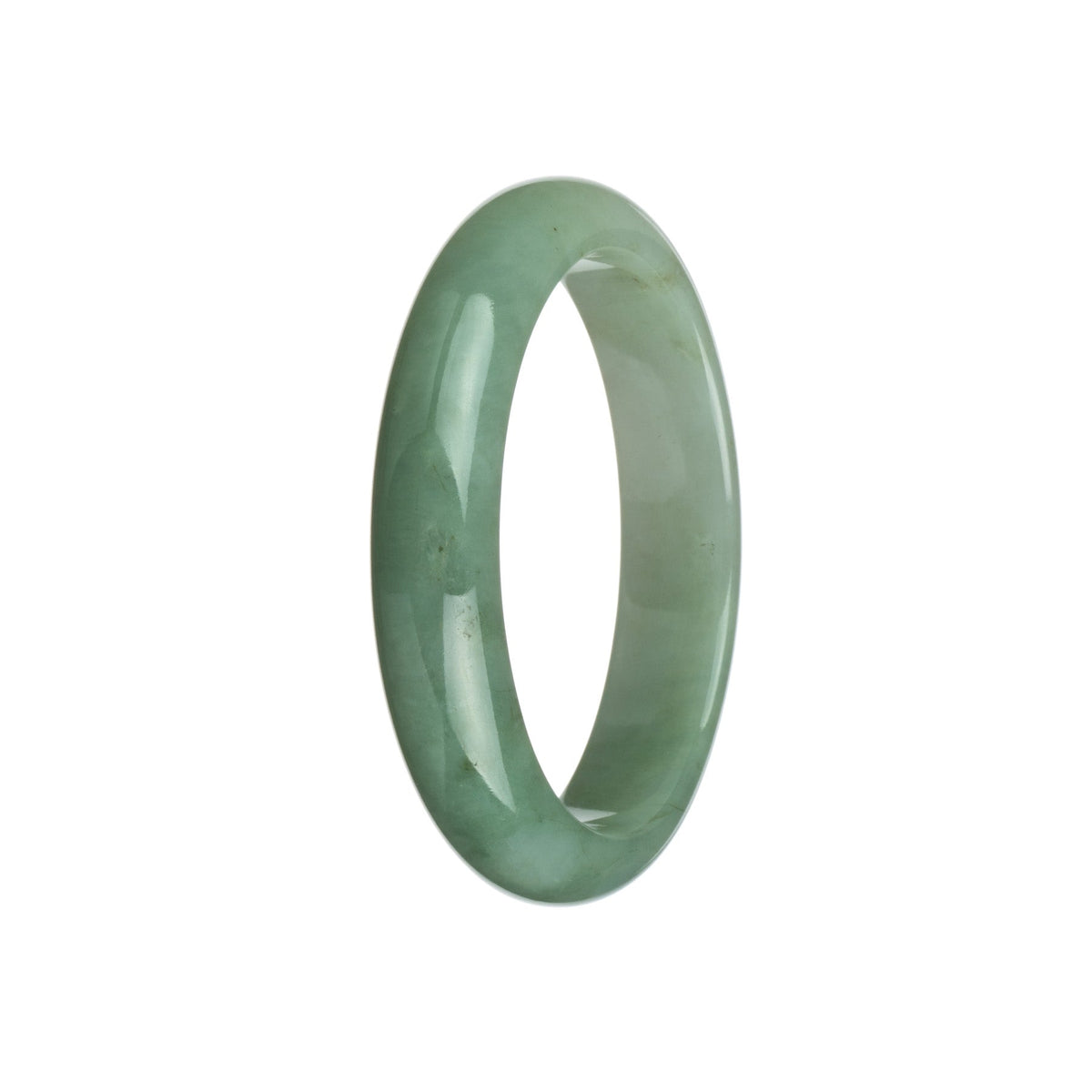 Genuine Grade A Greyish Green and White Traditional Jade Bracelet - 59mm Half Moon