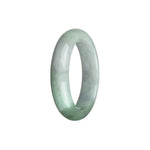 Certified Untreated White with Olive Green Burmese Jade Bracelet - 52mm Half Moon
