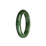 A close-up image of a green jade bracelet. The bracelet is made of Grade A green traditional jade and has a semi-round shape with a diameter of 54mm. The jade has a smooth and polished surface, exuding a sense of elegance and natural beauty.