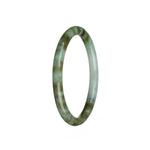 A small round Burmese Jade bangle with a genuine Type A White with Brown Pattern design, measuring 61mm in size.