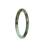 Genuine Type A White with Brown Pattern Burmese Jade Bangle - 61mm Petite Round