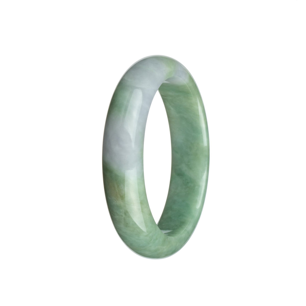 Real Untreated Light Green and Pale Lavender Burma Jade Bangle Bracelet - 57mm Half Moon