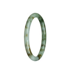 Real Type A Green White Brown Pattern Burma Jade Bangle Bracelet - 60mm Petite Round