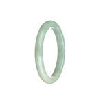 Certified Untreated White Traditional Jade Bangle Bracelet - 55mm Semi Round