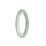 A close-up image of a white traditional jade bangle bracelet. The bracelet is made of untreated white jade and has a semi-round shape. It measures 55mm in diameter. The jade has been certified for its authenticity and quality. Created by MAYS GEMS.